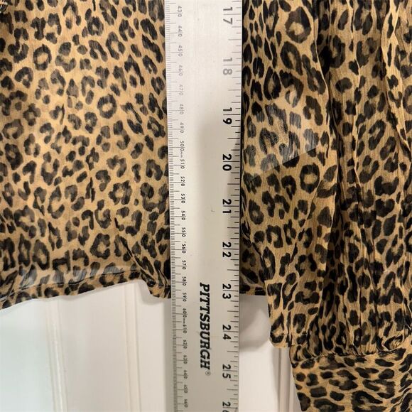 J. Crew Ruffle button-up shirt in leopard-print crinkle chiffon Sheer 6 Mobwife - Picture 8 of 11